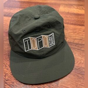 Topo Designs Nylon Adjustable Hat Green Logo Outdoor Hiking
